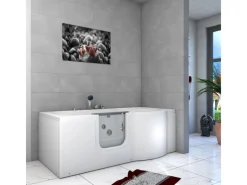 AcquaVapore AquaVapore Seniorenwanne mit Tür Whirlpool S12-EH-WP-L Badewanne 170x85cm< Einhebelmischer
