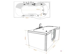 New AcquaVapore AquaVapore Seniorenwanne mit Tür Whirlpool S12-TH-AIR-L Badewanne 170x85cm