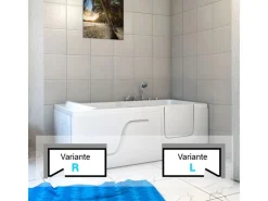 AcquaVapore Einhebelmischer<AquaVapore Whirlpool Seniorenwanne mit Tür S17-EH-WP-L 150x75cm