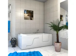 AcquaVapore Einhebelmischer<AquaVapore Whirlpool Seniorenwanne mit Tür S17-EH-WP-L 150x75cm