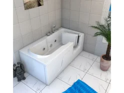 AcquaVapore Einhebelmischer<AquaVapore Whirlpool Seniorenwanne mit Tür S17-EH-WP-L 150x75cm