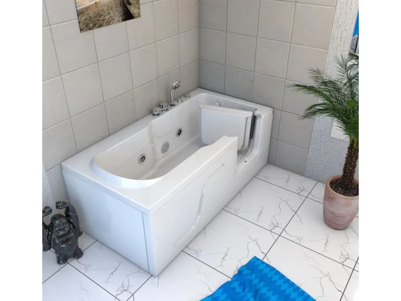 AcquaVapore Einhebelmischer<AquaVapore Whirlpool Seniorenwanne mit Tür S17-EH-WP-L 150x75cm