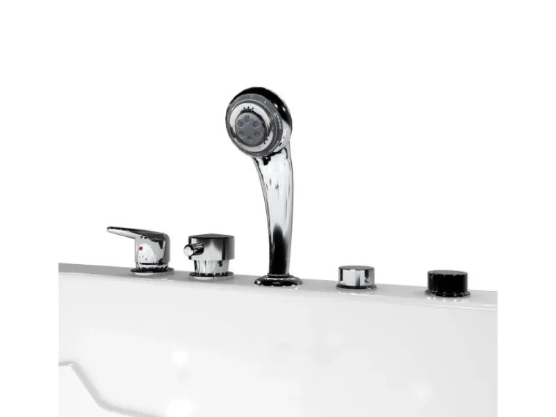 AcquaVapore Einhebelmischer<AquaVapore Whirlpool Seniorenwanne mit Tür S17-EH-WP-L 150x75cm