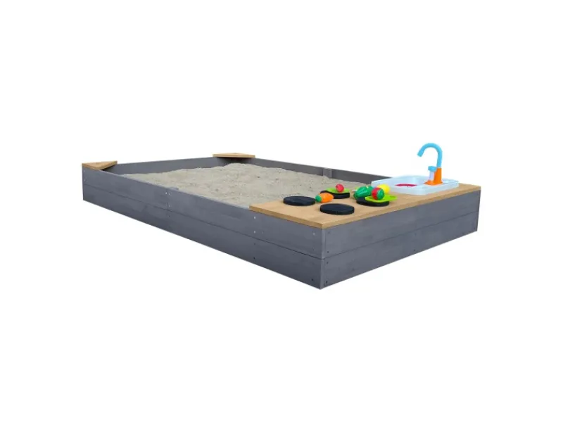 AXI Kochfelder<Sandkasten Kelly mit Spielküchenzeile Grau Braun 115 cm x 21,8 cm x 180 cm