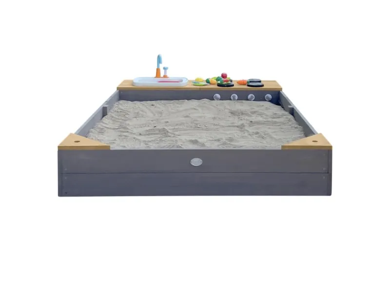 AXI Kochfelder<Sandkasten Kelly mit Spielküchenzeile Grau Braun 115 cm x 21,8 cm x 180 cm