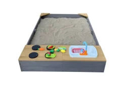 AXI Kochfelder<Sandkasten Kelly mit Spielküchenzeile Grau Braun 115 cm x 21,8 cm x 180 cm