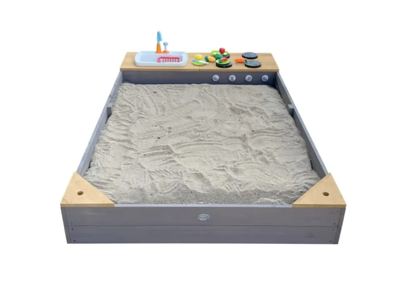 AXI Kochfelder<Sandkasten Kelly mit Spielküchenzeile Grau Braun 115 cm x 21,8 cm x 180 cm