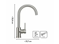 Best baliv Küchenarmatur KI-1832 Edelstahl Edelstahl-Optik