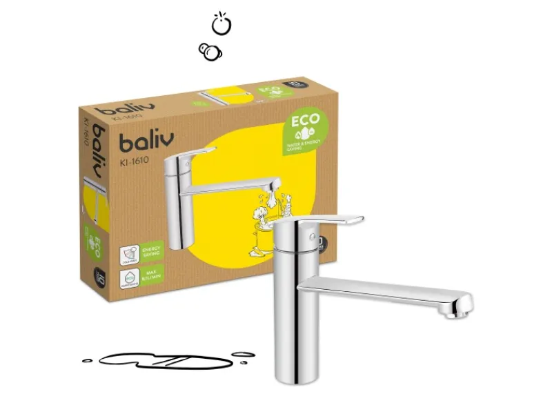 baliv Küchenarmatur mit Wasserspareinsatz KI-1610 Verchromt< Einhebelmischer
