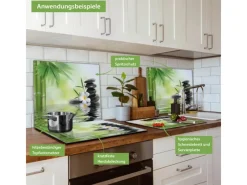 Sale Banjado Herdabdeckplatte Glas 1 Teilig 60x52CM Schneidebrett Herdabdeckung Mit Motiv Steine & Relax 6
