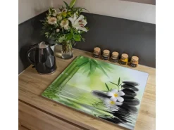 Sale Banjado Herdabdeckplatte Glas 1 Teilig 60x52CM Schneidebrett Herdabdeckung Mit Motiv Steine & Relax 6