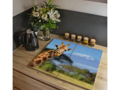 Banjado Schneidebretter|Herdabdeckungen<Herdabdeckplatte Glas 2 Teilig Je 30x52CM Schneidebrett Herdabdeckung Mit Motiv Miss Kilimandscharo