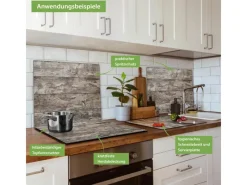 Banjado Herdabdeckplatte Glas 1 Teilig 60x52CM Schneidebrett Herdabdeckung Mit Motiv Alte Planken< Schneidebretter|Herdabdeckungen