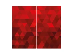 Best Banjado Herdabdeckplatte Glas 2 Teilig Je 30x52CM Schneidebrett Herdabdeckung Mit Motiv Dreiecke Rot