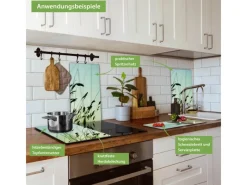Banjado Herdabdeckplatte Glas 2 Teilig Je 30x52CM Schneidebrett Herdabdeckung Mit Motiv Gräser< Schneidebretter|Herdabdeckungen