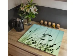 Banjado Herdabdeckplatte Glas 2 Teilig Je 30x52CM Schneidebrett Herdabdeckung Mit Motiv Gräser< Schneidebretter|Herdabdeckungen