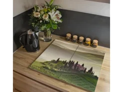 Banjado Schneidebretter|Herdabdeckungen<Herdabdeckplatte Glas 2 Teilig Je 30x52CM Schneidebrett Herdabdeckung Mit Motiv Toscana