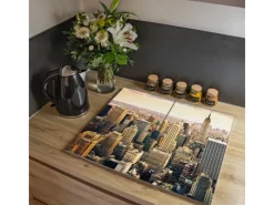 Banjado Herdabdeckplatte Glas 2 Teilig Je 30x52CM Schneidebrett Herdabdeckung Mit Motiv New York City< Schneidebretter|Herdabdeckungen