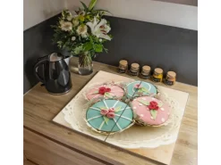 Banjado Herdabdeckplatte Glas 2 Teilig Je 30x52CM Schneidebrett Herdabdeckung Mit Motiv Cupcakes