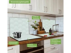 Banjado Schneidebretter|Kochfelder<Herdabdeckplatte Glas 1 Teilig 60x52CM Schneidebrett Herdabdeckung Mit Motiv Strahlen Mint