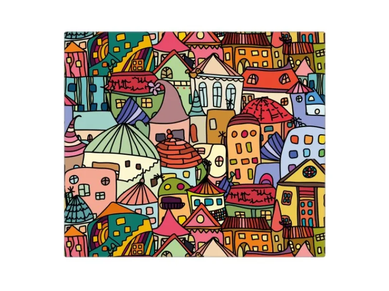 Banjado Herdabdeckungen|Kochfelder<Herdabdeckplatte Glas 1 Teilig 60x52CM Schneidebrett Herdabdeckung Mit Motiv Funky Town