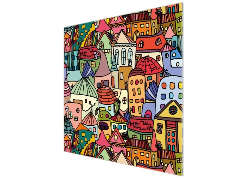 Banjado Herdabdeckungen|Kochfelder<Herdabdeckplatte Glas 1 Teilig 60x52CM Schneidebrett Herdabdeckung Mit Motiv Funky Town