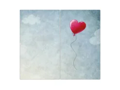 Online Banjado Herdabdeckplatte Glas 2 Teilig Je 30x52CM Schneidebrett Herdabdeckung Mit Motiv Herzballon