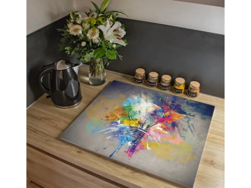 Outlet Banjado Herdabdeckplatte Glas 1 Teilig 60x52CM Schneidebrett Herdabdeckung Mit Motiv Idee