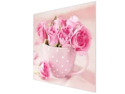 Online Banjado Herdabdeckplatte Glas 1 Teilig 60x52CM Schneidebrett Herdabdeckung Mit Motiv Tasse Voll Rosen