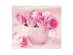 Online Banjado Herdabdeckplatte Glas 1 Teilig 60x52CM Schneidebrett Herdabdeckung Mit Motiv Tasse Voll Rosen
