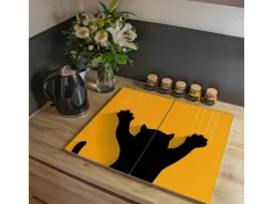 Banjado Herdabdeckungen|Herde<Herdabdeckplatte Glas 2 Teilig Je 30x52CM Schneidebrett Herdabdeckung Mit Motiv Scratch