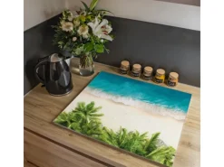 Banjado Herdabdeckplatte Glas 1 Teilig 60x52CM Schneidebrett Herdabdeckung Mit Motiv Strandtag< Herdabdeckungen|Kochfelder
