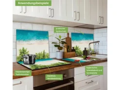 Banjado Herdabdeckplatte Glas 1 Teilig 60x52CM Schneidebrett Herdabdeckung Mit Motiv Strandtag< Herdabdeckungen|Kochfelder