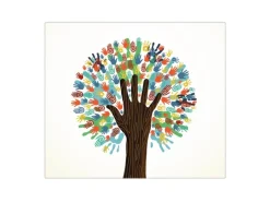 Banjado Herdabdeckplatte Glas 1 Teilig 60x52CM Schneidebrett Herdabdeckung Mit Motiv We Are The World< Herde|Kochfelder