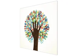 Banjado Herdabdeckplatte Glas 1 Teilig 60x52CM Schneidebrett Herdabdeckung Mit Motiv We Are The World< Herde|Kochfelder
