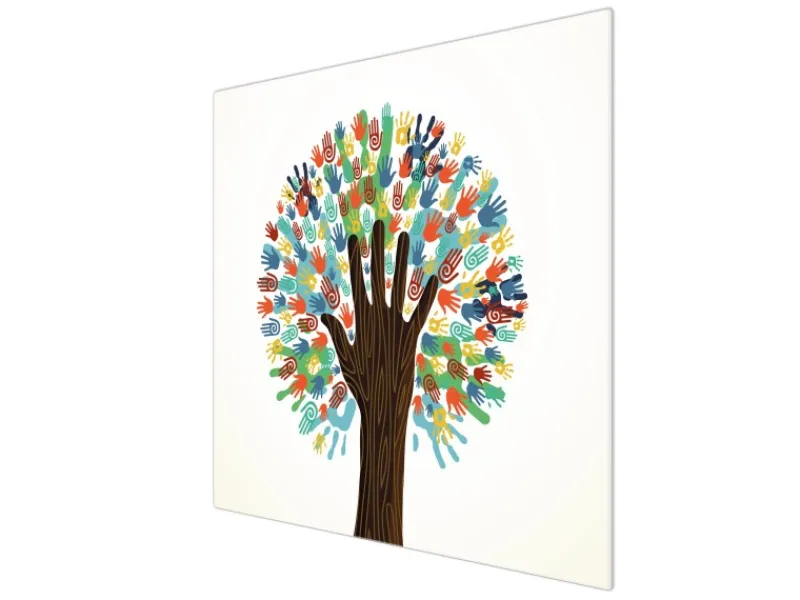 Banjado Herdabdeckplatte Glas 1 Teilig 60x52CM Schneidebrett Herdabdeckung Mit Motiv We Are The World< Herde|Kochfelder