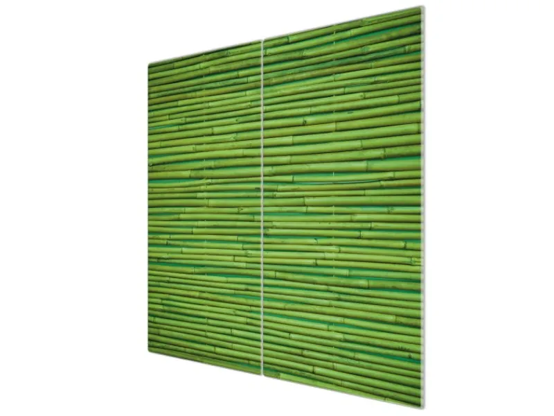 Outlet Banjado Herdabdeckplatte Glas 2 Teilig Je 30x52CM Schneidebrett Herdabdeckung Mit Motiv Bambus Grün