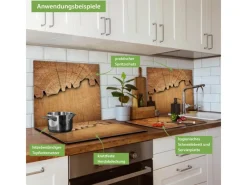 Banjado Schneidebretter|Herdabdeckungen<Herdabdeckplatte Glas 1 Teilig 60x52CM Schneidebrett Herdabdeckung Mit Motiv Holz