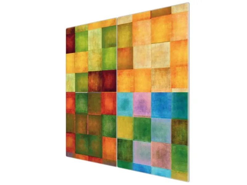 Banjado Schneidebretter|Herdabdeckungen<Herdabdeckplatte Glas 2 Teilig Je 30x52CM Schneidebrett Herdabdeckung Mit Motiv Farbkasten 2