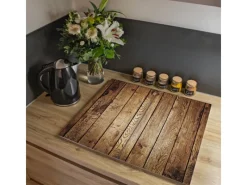 Banjado Herdabdeckplatte Glas 2 Teilig Je 30x52CM Schneidebrett Herdabdeckung Mit Motiv Geöltes Holz< Herdabdeckungen|Herde