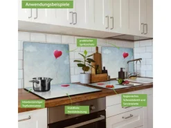 Banjado Herdabdeckplatte Glas 1 Teilig 60x52CM Schneidebrett Herdabdeckung Mit Motiv Herzballon< Schneidebretter|Herde