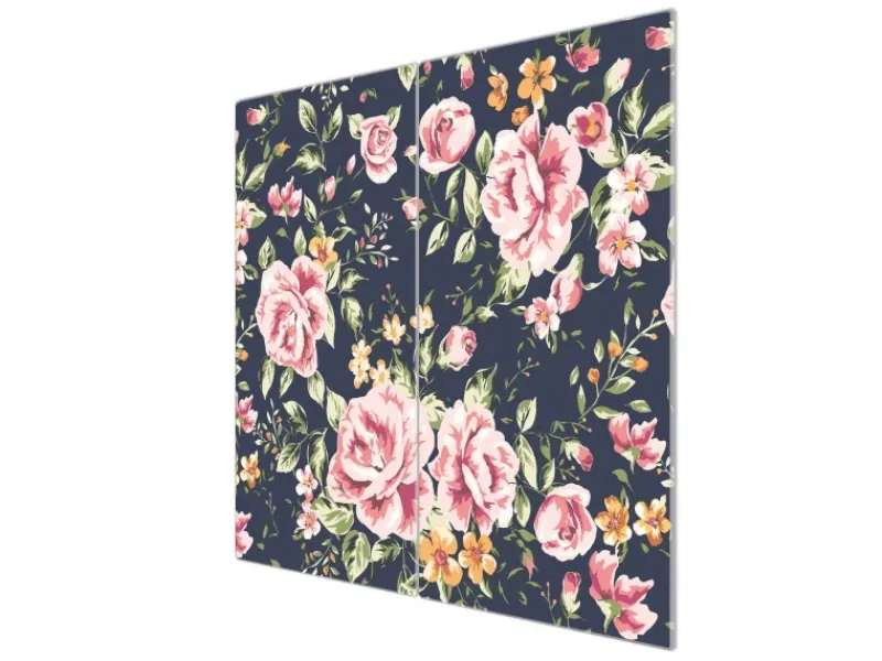 Banjado Herdabdeckplatte Glas 2 Teilig Je 30x52CM Schneidebrett Herdabdeckung Mit Motiv Rosen Auf Anthrazit< Schneidebretter|Herdabdeckungen
