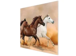 Banjado Herdabdeckplatte Glas 1 Teilig 60x52CM Schneidebrett Herdabdeckung Mit Motiv Wilde Pferde< Schneidebretter|Herdabdeckungen