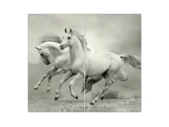 Banjado Herdabdeckplatte Glas 2 Teilig Je 30x52CM Schneidebrett Herdabdeckung Mit Motiv Wilde Pferde Sw< Herde|Kochfelder