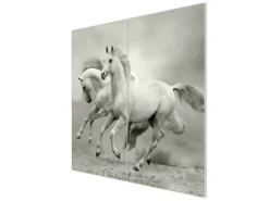 Banjado Herdabdeckplatte Glas 2 Teilig Je 30x52CM Schneidebrett Herdabdeckung Mit Motiv Wilde Pferde Sw< Herde|Kochfelder