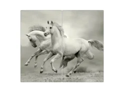 Banjado Herdabdeckplatte Glas 2 Teilig Je 30x52CM Schneidebrett Herdabdeckung Mit Motiv Wilde Pferde Sw< Herde|Kochfelder