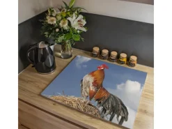 Banjado Herdabdeckplatte Glas 1 Teilig 60x52CM Schneidebrett Herdabdeckung Mit Motiv Hahn< Schneidebretter|Herdabdeckungen