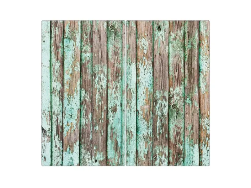 Banjado Herdabdeckplatte Glas 2 Teilig Je 30x52CM Schneidebrett Herdabdeckung Mit Motiv Verwittertes Holz< Schneidebretter|Herdabdeckungen