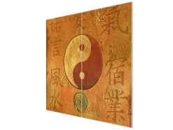 Banjado Schneidebretter|Herdabdeckungen<Herdabdeckplatte Glas 2 Teilig Je 30x52CM Schneidebrett Herdabdeckung Mit Motiv Yin Yang