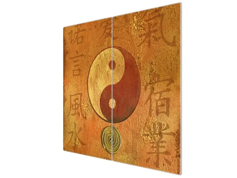 Banjado Schneidebretter|Herdabdeckungen<Herdabdeckplatte Glas 2 Teilig Je 30x52CM Schneidebrett Herdabdeckung Mit Motiv Yin Yang